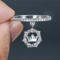 Luxury Female Crystal Crown Pendant Ring Trendy Gold Silver Color Engagement Jewelry Zircon Stone Wedding Rings For Women