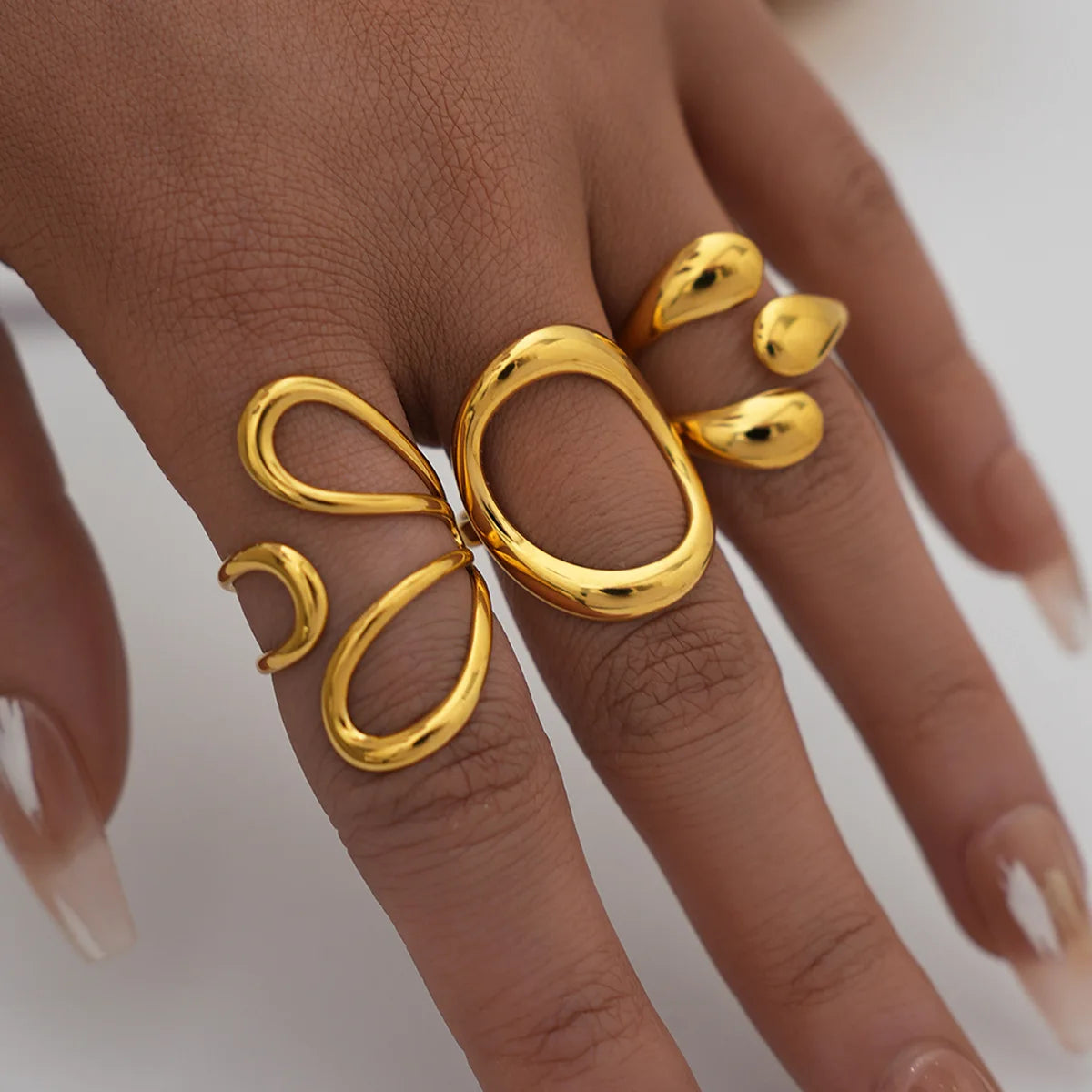 Vintage Minimalist Large Rings for Women Stainless Steel Gold Plated Waterproof Hip-Hop Women's Finger Ring Aesthetic Jewelry