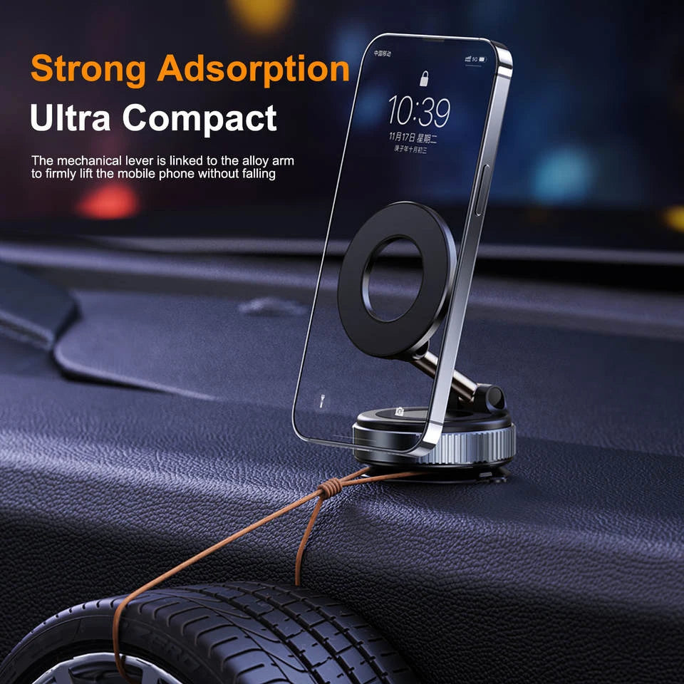 Car Phone Holder Foldable Design 360° Adjustable Vacuum Mount for Car/Desk/ Bathroom/Universal Use