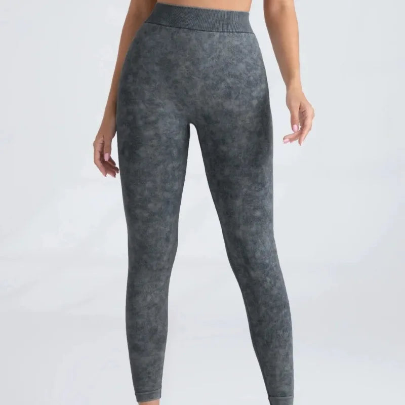 Sports Seamless Leggings Women V-back Waist Tights High Waist Hip Liftting Gym Pants Frosted Water Wash Stretchy Yoga Leggings