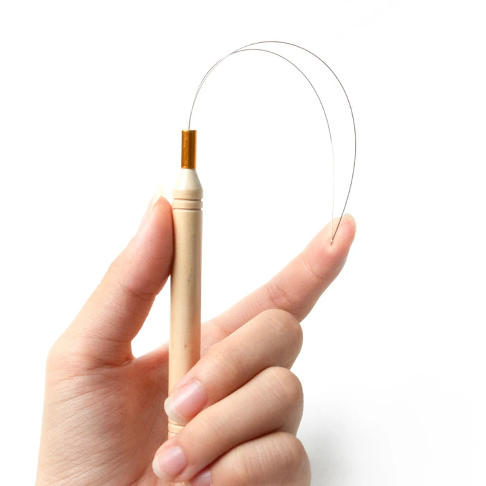 1/3/6/12PCS Hook Needle Tools Wooden Handle Hook Needle Lace Wig Making Knitting Micro Rings Loop Hair Extension Weaving