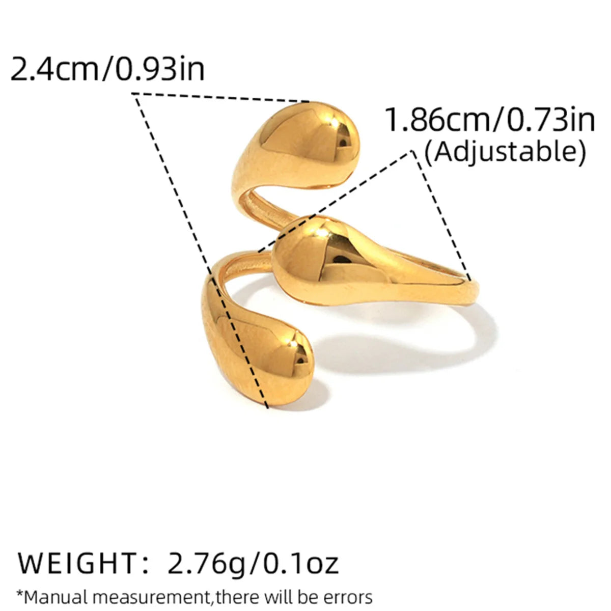 Vintage Minimalist Large Rings for Women Stainless Steel Gold Plated Waterproof Hip-Hop Women's Finger Ring Aesthetic Jewelry