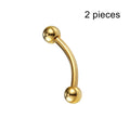 2pc PVD Gold Plated Titanium Lip Eyebrow Tongue Nipple Piercing Jewelry Navel Rings 1.6mm 14G Banana Bar Ear Cartilage Earrings