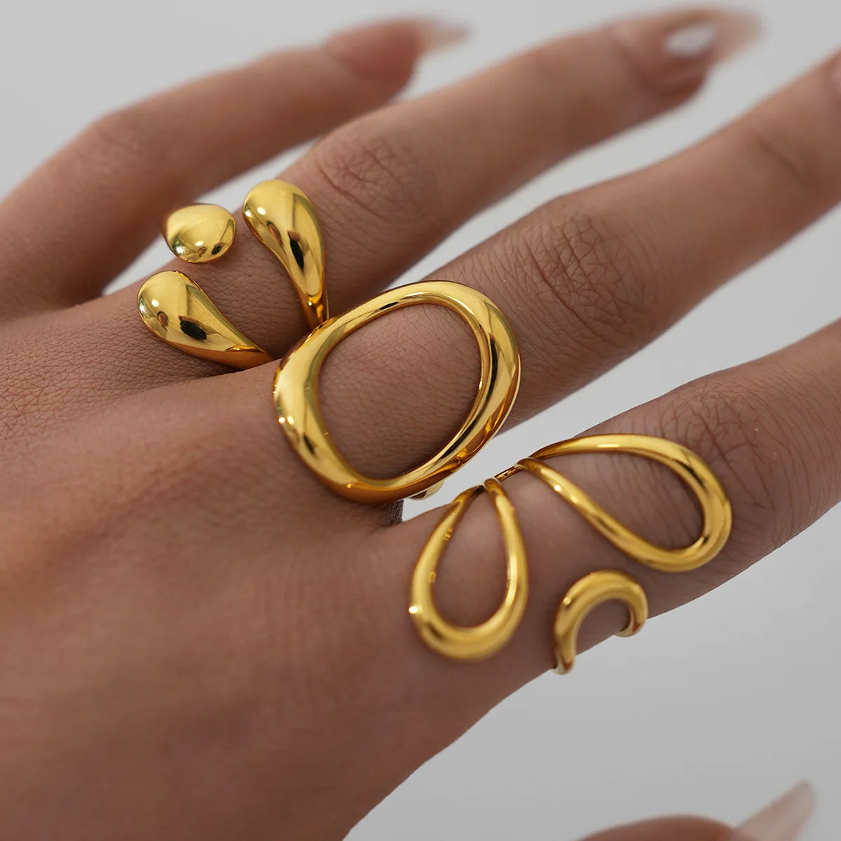 Vintage Minimalist Large Rings for Women Stainless Steel Gold Plated Waterproof Hip-Hop Women's Finger Ring Aesthetic Jewelry