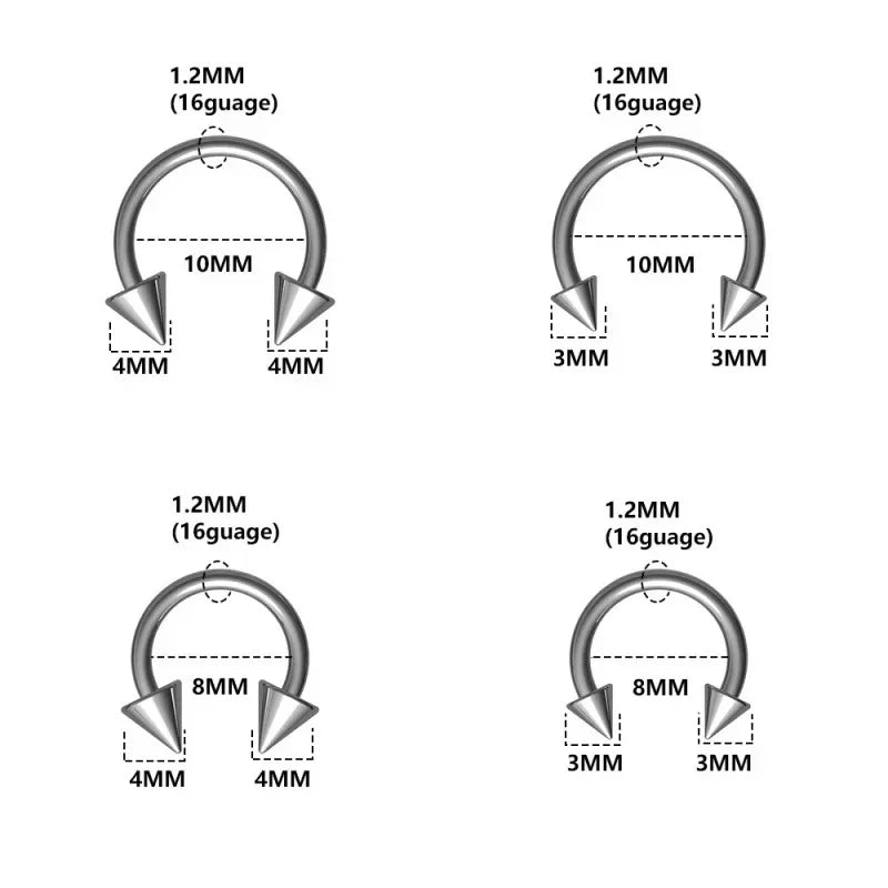 F136 Titanium Piercing Sharp Cone Round Bead Zircon Helix Nose Rings hoop Septum Cartilage labret Earring Body Jewelry Wholesale