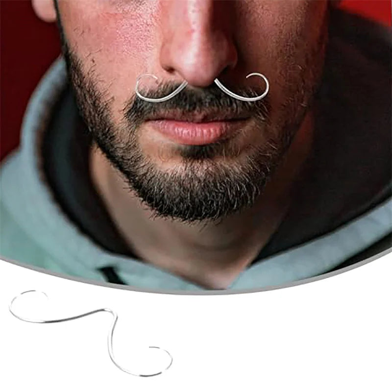 1PC Creative Septum Mustache Nose Rings For Women Men Fashion Stainless Steel Nose Rings Hoops Septum Piercing Jewelry Gifts