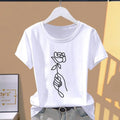 Classic best-selling pink trapezoid pattern printed women's round-neck short-sleeved T-shirt, fashionable sporty Summer Modal