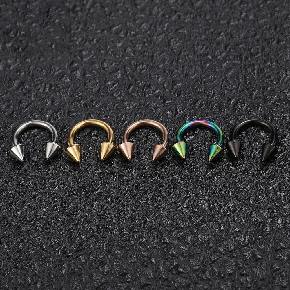 F136 Titanium Piercing Sharp Cone Round Bead Zircon Helix Nose Rings hoop Septum Cartilage labret Earring Body Jewelry Wholesale