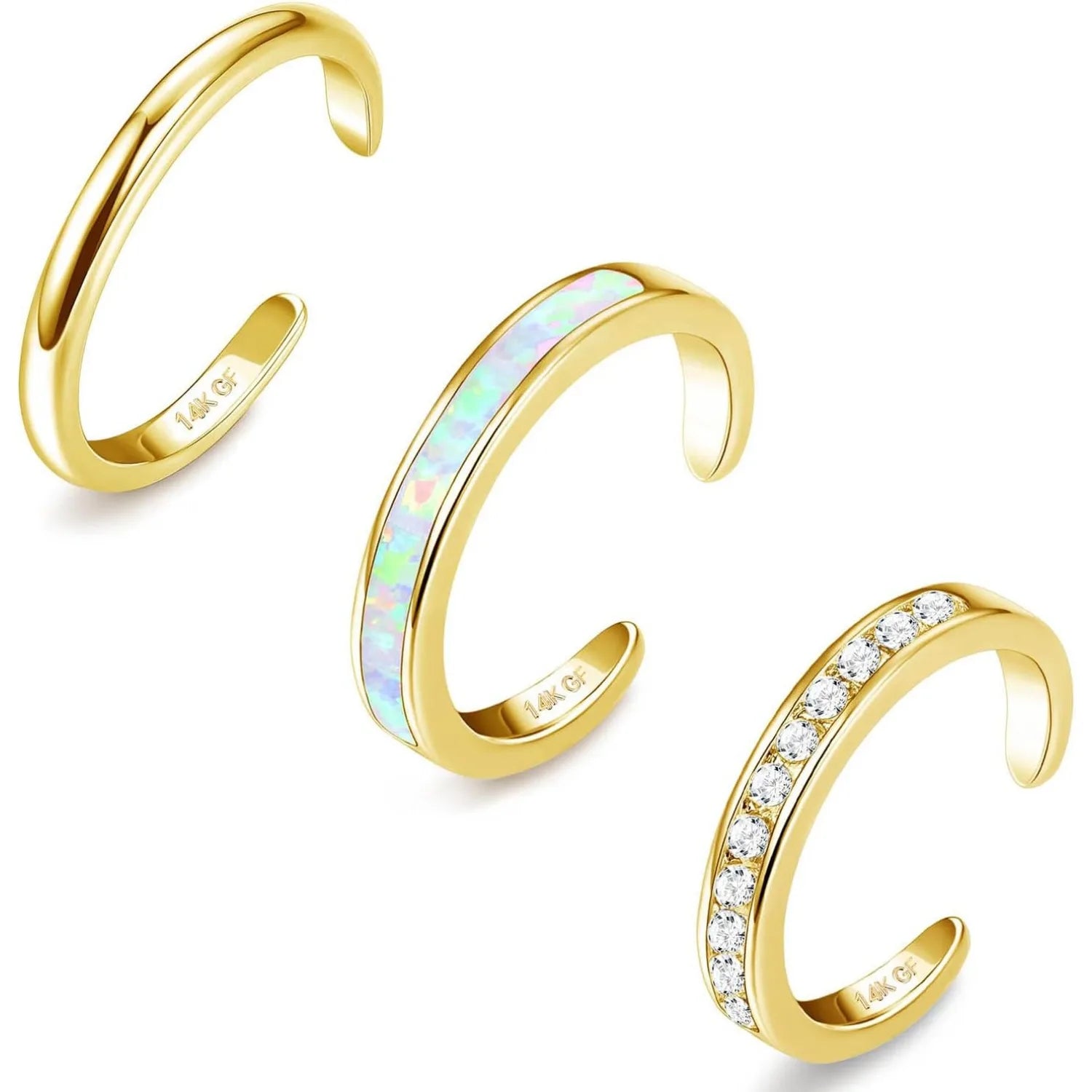Bobisty 14K Gold Plated Toe Rings for Women Adjustable Toe Ring Cute Opal Flower Toe Rings Open Band Beach Summer Foot Jewelry