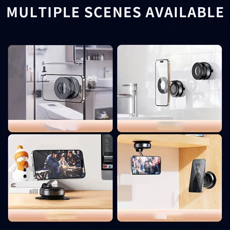 Car Phone Holder Foldable Design 360° Adjustable Vacuum Mount for Car/Desk/ Bathroom/Universal Use