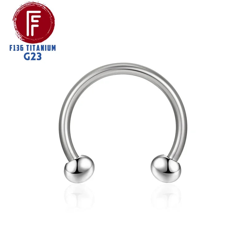 F136 Titanium Piercing Sharp Cone Round Bead Zircon Helix Nose Rings hoop Septum Cartilage labret Earring Body Jewelry Wholesale