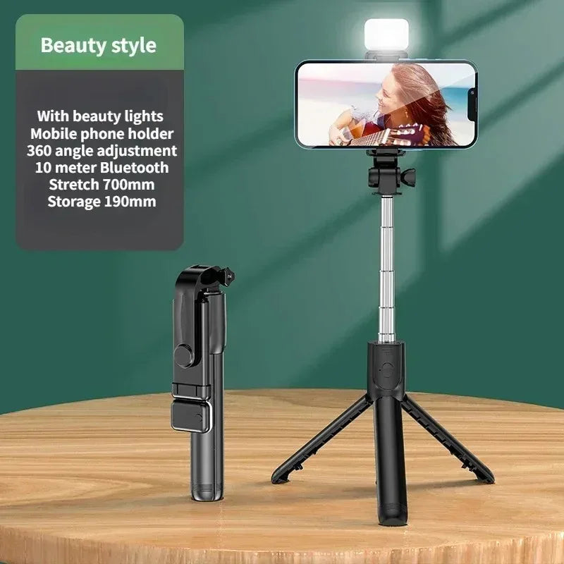 3In1 Bluetooth Wireless Selfie Tripod With Fill Light Shutter Remote Control Portable Foldable Monopod For iPhone Smart Phone