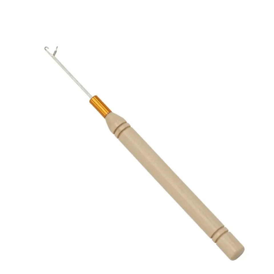 1/3/6/12PCS Hook Needle Tools Wooden Handle Hook Needle Lace Wig Making Knitting Micro Rings Loop Hair Extension Weaving