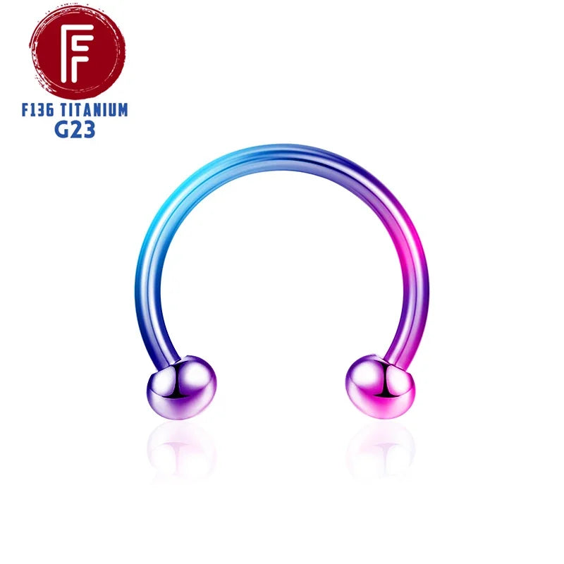 F136 Titanium Piercing Sharp Cone Round Bead Zircon Helix Nose Rings hoop Septum Cartilage labret Earring Body Jewelry Wholesale